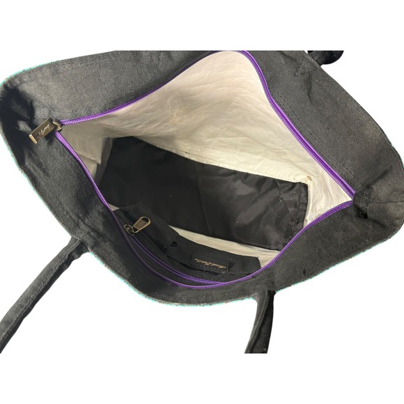 Laurel Burch Dogs and Doggies Canvas Bag Large 18" Artsy Travel Book Tote Sack - Picture 13 of 16